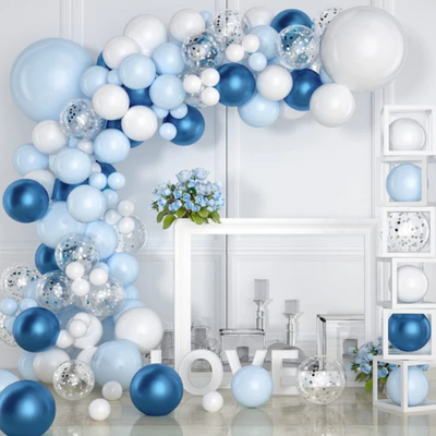 Balloon Garland - Blue & White